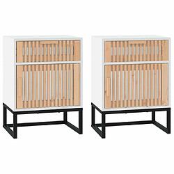 Maison Chic Lot de 2 Tables de chevet - Tables de Nuit blanc 40x30x55,5cm bois ingénierie et fer