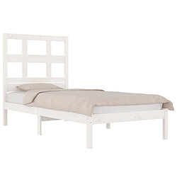 Avis Maison Chic Lit adulte - Lit simple Cadre de lit,Structure du lit Contemporain Blanc Bois de pin massif 90x200 cm -MN76221