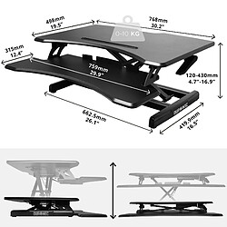 Avis Duronic DM05D16 Station de travail assis-debout de 66 cm Hauteur ajustable de 12 à 43 cm pour travailler assis et debout - Compatible avec support de bureau pour écran - Noir