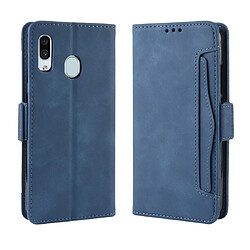 Wewoo Housse Coque Etui en cuir de modèle de portefeuille style skin veau pour Galaxy A40avec fente carte séparée bleu