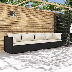 Maison Chic Salon de jardin 4 pcs + coussins - Mobilier/Meubles de jardin - Table et chaises d'extérieur Résine tressée Noir -MN97966