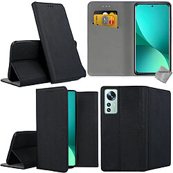 Htdmobiles Housse etui portefeuille avec coque intérieure en silicone pour Xiaomi 12 / 12X 5G + film ecran - NOIR MAGNET