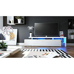 Mpc Meuble TV Blanc Et Crème Laqué Avec LED 2 X 227 X 35 Cm pas cher