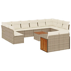 Maison Chic Salon de jardin avec coussins 13 pcs | Ensemble de Table et chaises | Mobilier d'Extérieur beige résine tressée -GKD93255