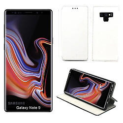 Xeptio Etui Luxe Samsung Galaxy Note 9 blanc Slim Style Cuir Stand Smartphone 2018 - Housse Coque Anti Choc de Protection Note9 - Accessoires Pochette Case