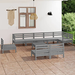 Maison Chic Salon de jardin 10 pcs - Table et chaises d'extérieur - Mobilier/Meubles de jardin Moderne Bois de pin massif Gris -MN11353