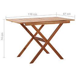 vidaXL Table de jardin 110x67x74 cm Bois d'acacia massif pas cher