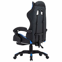 Maison Chic Fauteuil de jeux vidéo avec repose-pied,Fauteuil Gamer du Bureau Bleu et noir Similicuir -MN86618 pas cher