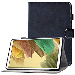 Etui en PU motif de couture, magnétique avec support et porte-carte pour votre Samsung Galaxy Tab A7 Lite 8.7-pouces (T220/T225) - bleu foncé