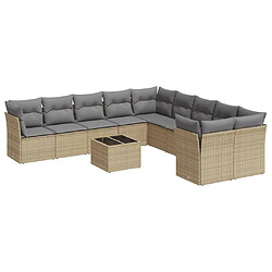 Maison Chic Salon de jardin 11 pcs avec coussins | Ensemble de Table et chaises | Mobilier d'Extérieur beige résine tressée -GKD49629