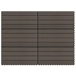 vidaXL Carreaux de terrasse 6 pcs WPC 60x30 cm 1,08 m² Marron foncé