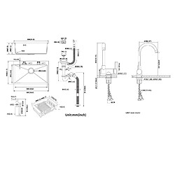 Acheter Lonheo MAX 2 en 1 Évier de Cuisine Noir 68x45x19CM avecDistrubuteur de savon et Égouttoir panier+Mitigeur Cuisine Rabattable Pivotant 360° Eau froid Chaud