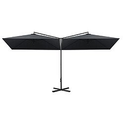 Helloshop26 Parasol double avec mât en acier 600 x 300 cm anthracite 02_0008424