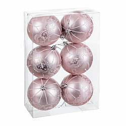 BigBuy Christmas Boules de Noël Rose Plastique 8 cm (6 Unités)