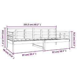 vidaXL Lit de jour sans matelas marron miel bois pin massif 90x200 cm pas cher