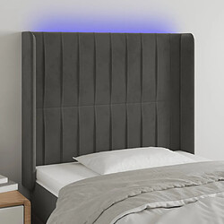 vidaXL Tête de lit à LED Gris foncé 83x16x118/128 cm Velours