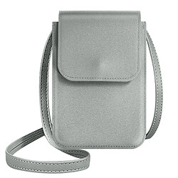 Avizar Pochette Bandoulière Smartphone avec Rangement carte Sangle 135cm gris