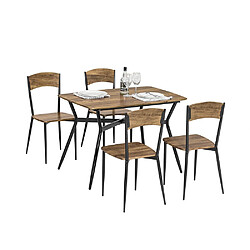 SoBuy OGT49-F Ensemble de Table à manger et 4 Chaises Table de Cuisine Set de 5 Pièces Cadre en Acier Table