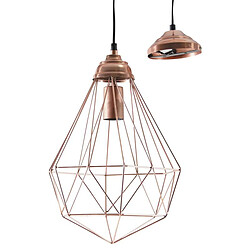 Pegane Lampe suspension en métal cuivré antique - D 30 h 42-126 cm