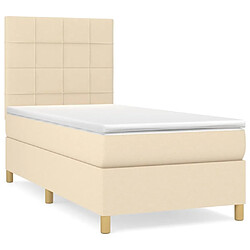 Maison Chic Lit Adulte - Lit simple Lit à sommier tapissier avec matelas moelleux - Meuble de Chambre - Crème 100x200 cm Tissu -MN44931