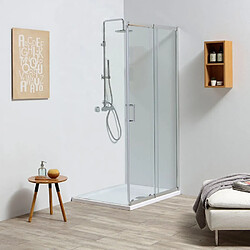 Kiamami Valentina PORTE COULISSANTE ET VERRE FIXE POUR CABINE DE DOUCHE EXTENSIBLE 110-120 | LEO