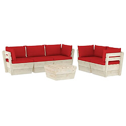 Maison Chic Salon de jardin palette 6 pcs avec coussins - Table et chaises d'extérieur - Mobilier/Meubles de jardin Moderne épicéa imprégné -MN87521