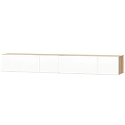 Maison Chic Meuble TV scandinave 2 pcs - Banc TV pour salon Aggloméré 120x40x34 cm Chêne et blanc brillant -MN39829