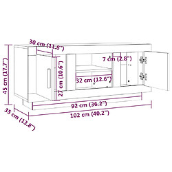 vidaXL Meuble TV chêne sonoma 102x35x45 cm bois d'ingénierie pas cher