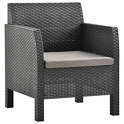 Maison Chic Chaise de jardin avec coussin - Fauteuil d'extérieur PP Rotin Anthracite -MN17631