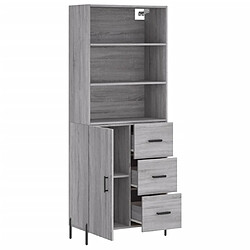 Avis vidaXL Buffet haut Sonoma gris 69,5x34x180 cm Bois d'ingénierie