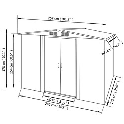 vidaXL Abri de stockage pour jardin Métal Vert 257 x 205 x 178 cm pas cher