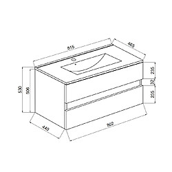 Kiamami Valentina MEUBLE DE SALLE DE BAIN SUSPENDU BLANC BRILLANT 80CM 2 TIROIRS | BENACO pas cher