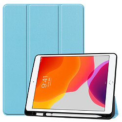 Wewoo Housse Étui Coque Etui en cuir Smart TPU pour iPad 10.2 Texture Custer Flip horizontaleavec fonction Veille / Réveil et support trois tiroirs et emplacement stylo Bleu ciel