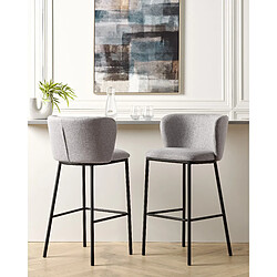 Beliani Tabouret de bar Set de 2 Tissu Gris MINA