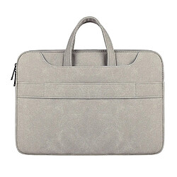 Wewoo Sacoche ST06S Étanche en cuir PU Zipper Caché Bandoulière Portable Sac à pour ordinateur 14,1 poucesavec Magic Stick & Ceinture valise gris clair