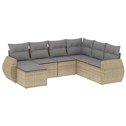 vidaXL Salon de jardin avec coussins 7 pcs beige résine tressée