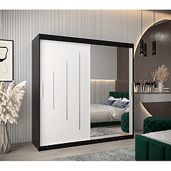 Abiks Meble Armoire YORK 2 À Portes Coulissantes 200/200/62 2 Portes (Noir/Blanc)