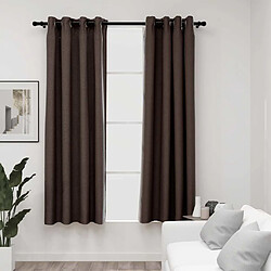 vidaXL Rideaux occultants Aspect lin avec œillets 2pcs Taupe 140x175cm