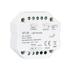 Ledkia Module de Variation LED RF 12/48V pour Ruban LED Monochrome Compatible avec Bouton-Poussoir Blanc