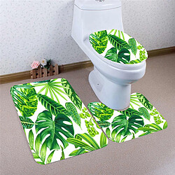 Universal 3PCS Salle de bain Toilette Siège Imprimé Feuilles Vertes Tropicales Siège de Toilette Tapis + Housse de Toilette + Tapis de Douche Décoration Maison | Serviettes de bain (50 * 80)