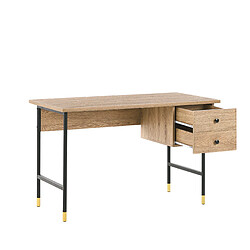 Acheter Beliani Bureau effet bois clair / noir avec 2 tiroirs 120 x 60 cm ABILEN