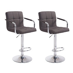 Non Lot de 2 tabourets de bar Lucy V2 tissu chrome