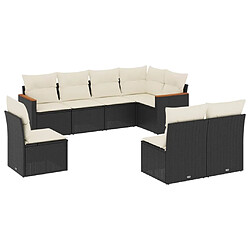 Maison Chic Ensemble Tables et chaises d'extérieur 8 pcs avec coussins,Salon de jardin noir résine tressée -GKD170435