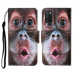 Etui en PU Impression de motifs de conception (164,2 x 75,9 x 9,1 mm) avec support et sangle singe pour votre Samsung Galaxy A02s