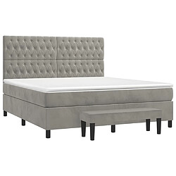 Avis Maison Chic Lit adulte- Lit + matelas,Sommier à lattes de lit et matelas Gris clair 180x200cm Velours -GKD10379