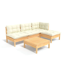 Maison Chic Salon de jardin 5 pcs + coussins - Mobilier/Meubles de jardin - Table et chaises d'extérieur crème bois de pin -MN42750