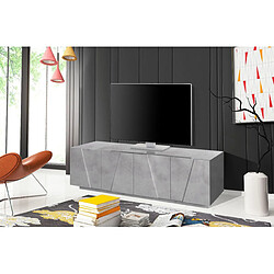 Alter Meuble TV de salon, Made in Italy, Meuble TV avec 4 portes avec détail, 162x44h46 cm, Couleur gris ciment