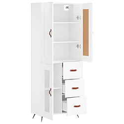 Avis vidaXL Buffet haut Blanc brillant 69,5x34x180 cm Bois d'ingénierie