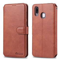 Wewoo Housse Coque Pour Galaxy M20 AZNS Texture du mollet Etui en cuir avec rabat horizontal magnétique PU supportfentes cartes et cadre photo Marron