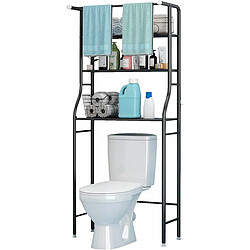 Avis Nyana Etagère WC salle de bain 3 étagères 1 patère supérieure 166x65x25cm Noir